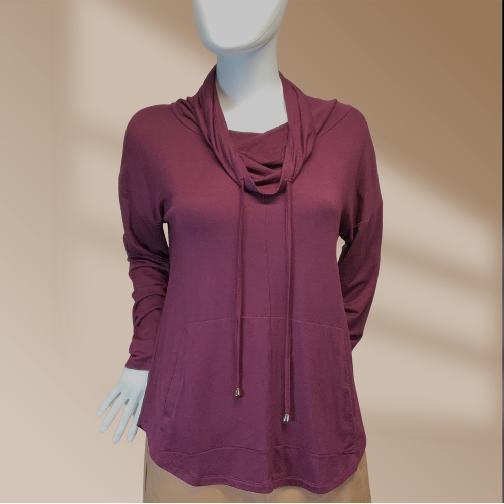 Elegant Plum Cowl Neck Sweater